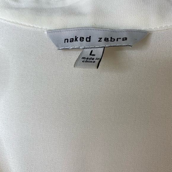 Naked Zebra White Mini Long Roll Tab Sleeve Dress Women Size L - Picture 7 of 7